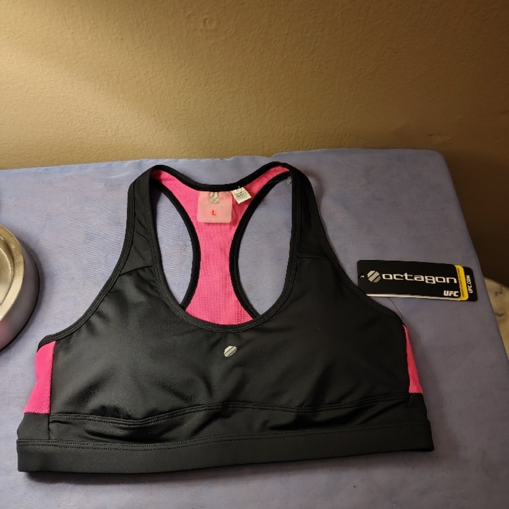 Black & Pink Sports Bra Compression Fit